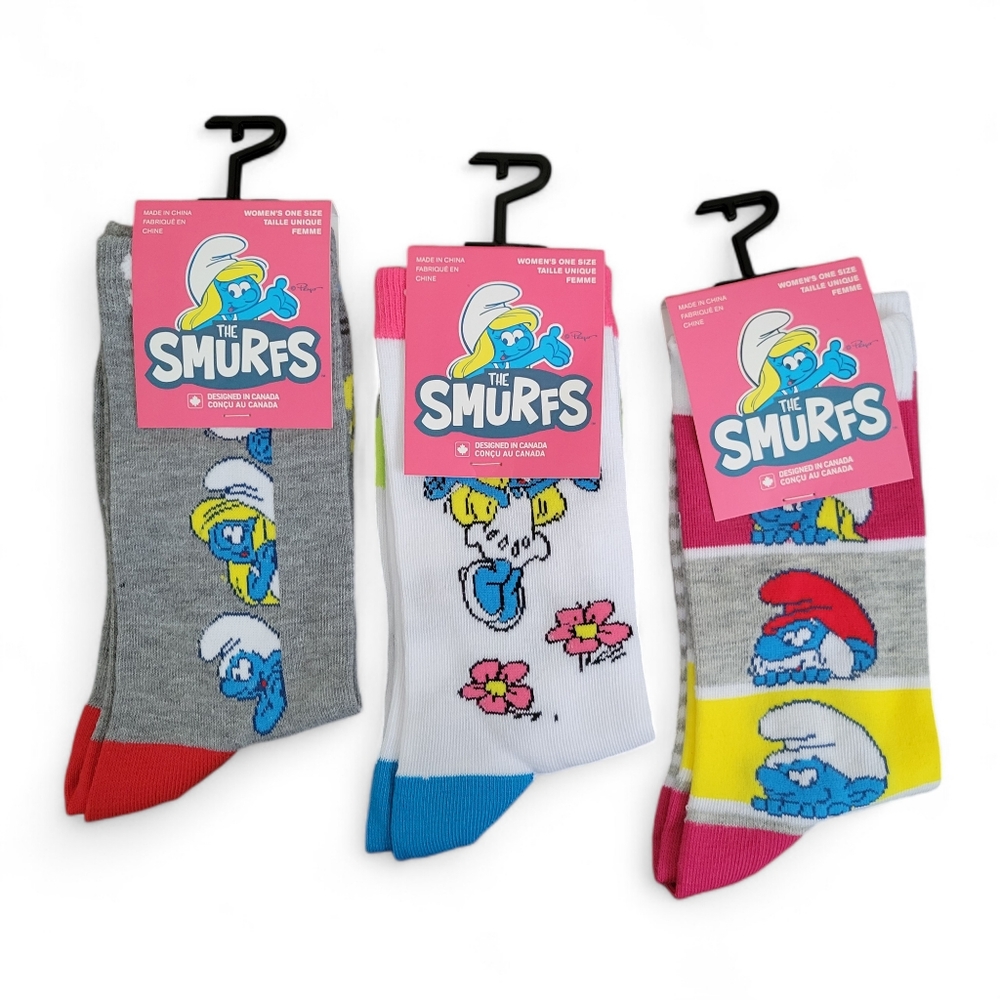 NEW Smurfs / Smurfette Crew Socks bundle / lot - 3 pairs